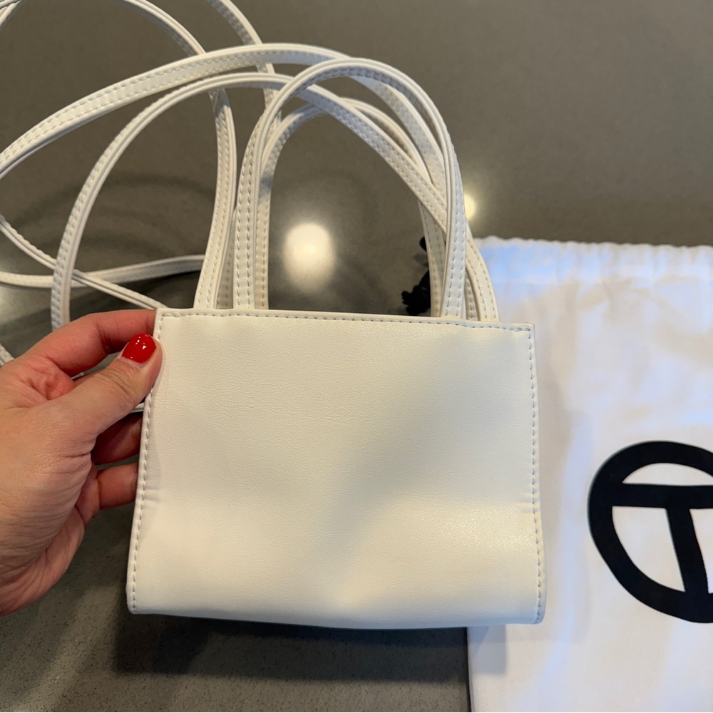 Telfar White Shopping Bag with Logo - Picture 6 of 8